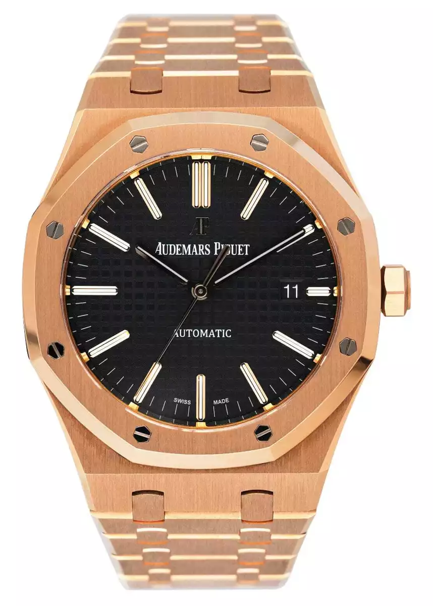 Audemars Piguet Royal Oak Rose Gold Black Dial 15400 model super master clone watch