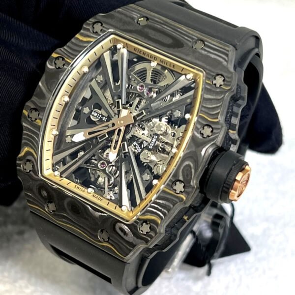 Richard Mille RM 12-01 black and gold bazel super clone replica watches in Dubai