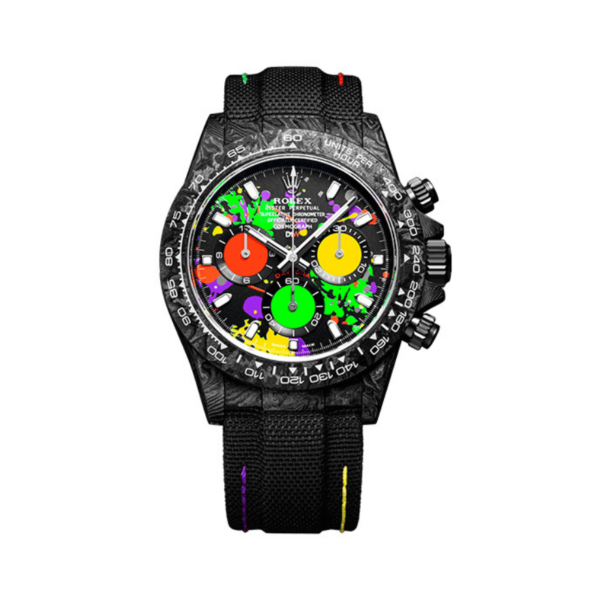ROLEX DAYTONA DIW CARBON MOTLEY MULTICOLOR EDITION SWISS ETA WATCH