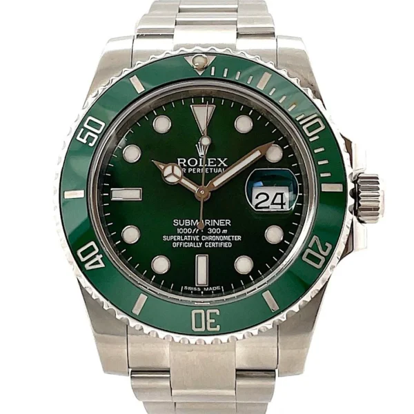 ROLEX SUBMARINER BLACK DIAL GREEN BEZEL FULL STEEL SWISS SUPER MASTER WATCH