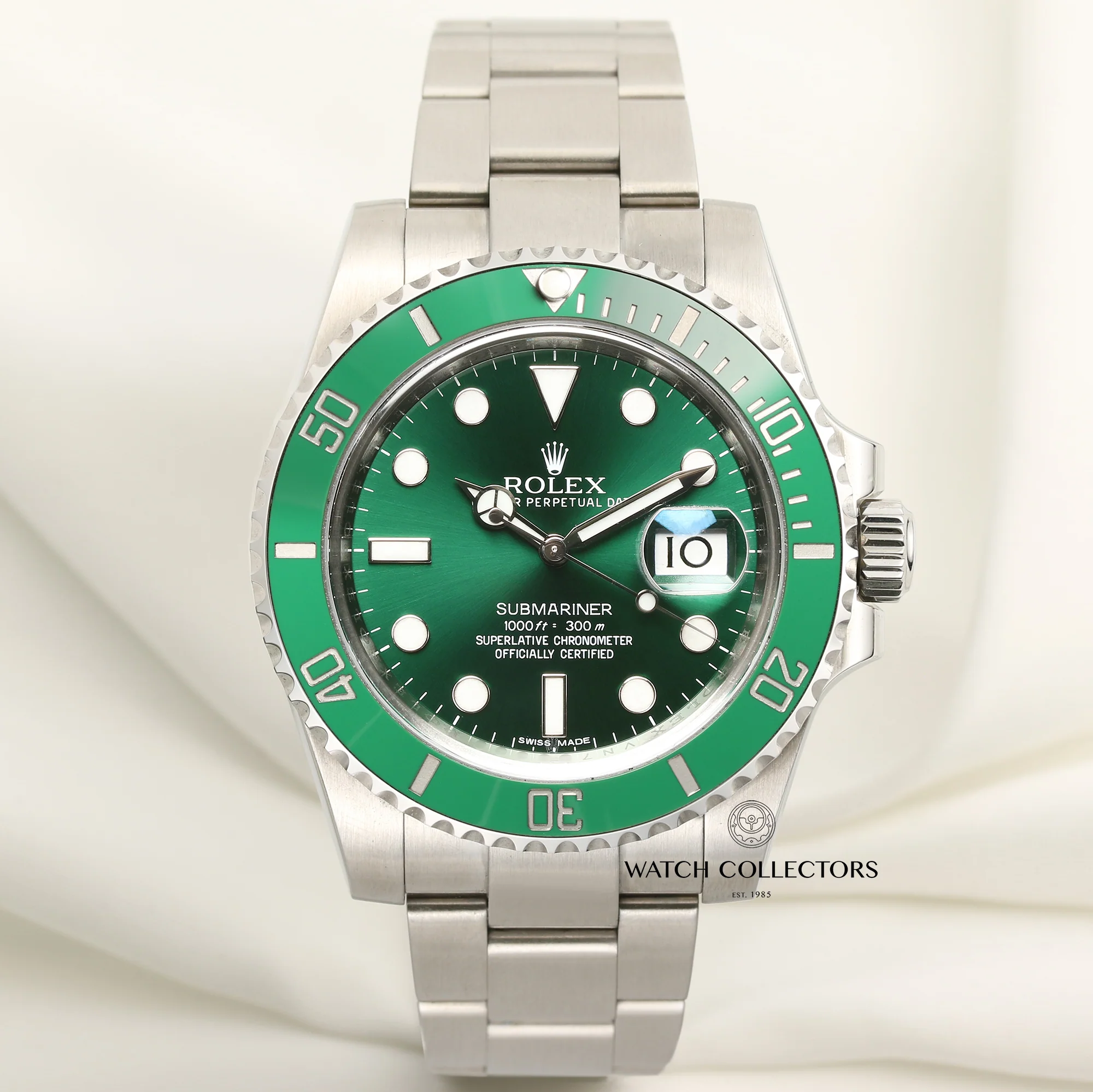 ROLEX SUBMARINER GREEN DIAL FULL STEEL SWISS SUPER MASTER WATCH