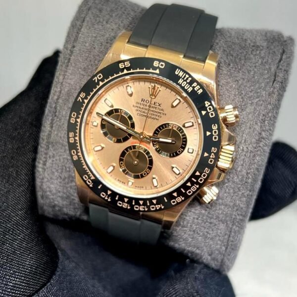 Rolex Cosmograph Daytona Rose Gold Dial rubber strap slim super clone watch