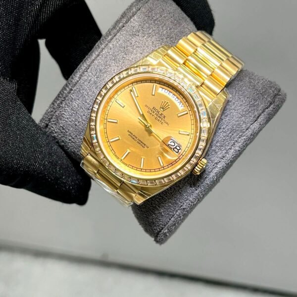 Rolex day date  gold dial full gold bracelet with diamond super clone watch