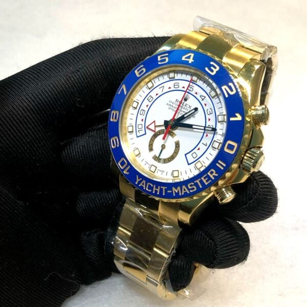 ROLEX YATCH MASTER WHITE DIAL 18K GOLD PLATED BRACELET SWISS ETA SUPER MASTER WATCH