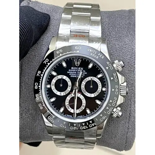 ROLEX DAYTONA BLACK DIAL STEEL SUPER MASTER WATCH