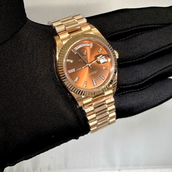 Rolex Day Date 40mm brown dial rose Gold super clone watches in dubai