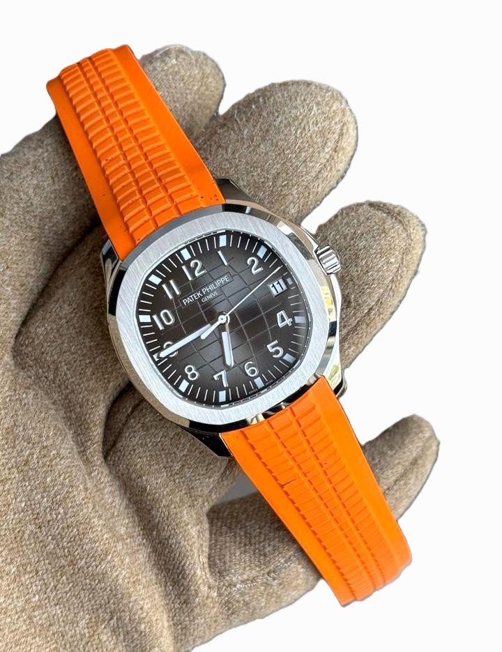Patek Philippe Aquanaut 5167a BLACK DIAL ORANGE STRAP SUPER CLONE SLIM WATCH